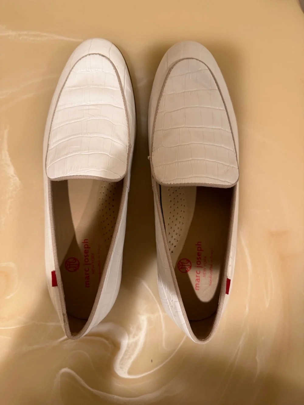 MARC JOSEPH NEW YORK Women 8 White Croc Leather Loafers Flats Handcrafted Brazil - Picture 3 of 9